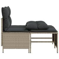 4-delige Loungeset met kussens poly rattan lichtgrijs - thumbnail