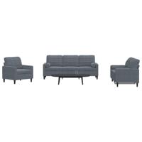 4-delige Loungeset met kussens en bolsters fluweel donkergrijs - thumbnail
