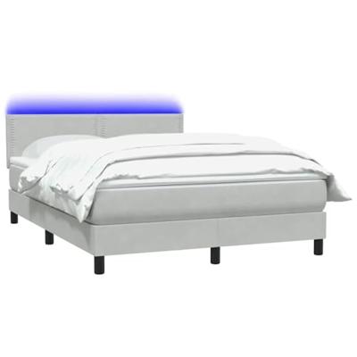Boxspring met matras en LED fluweel lichtgrijs 160x210 cm