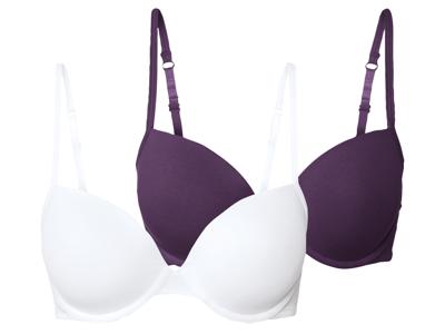 esmara 2 beugel BH's (85C, Paars/wit)