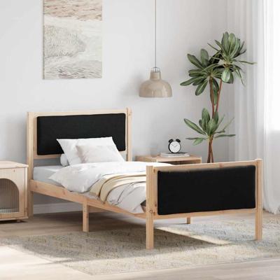 Bedframe met hoofdeinde Zwart 100 x 200 cm Stof Bedframe met hoofdeinde Zwart 100 x 200 cm Stof