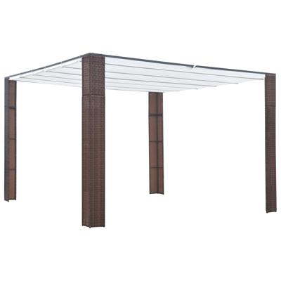 VidaXL Prieel met dak 300x300x220 cm poly rattan bruin en crème