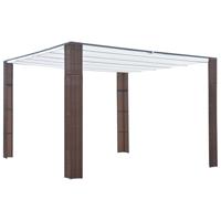 Prieel met dak 300x300x200 cm poly rattan bruin en crme - thumbnail