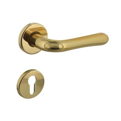 Deurkruk Saturnus op rozet verdekt ø49x7mm en cilinderrozetten messing gelakt