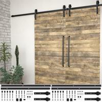 VidaXL Hardwaresets voor schuifdeuren 2 st 200 cm staal zwart - thumbnail