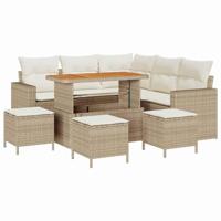 Tuinbankenset 9 pcs Beige poly rattan - thumbnail