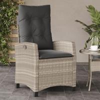 Tuinstoelen 2 st verstelbaar met kussens poly rattan lichtgrijs - thumbnail