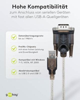 goobay USB-A > seriële RS232 converter kabel