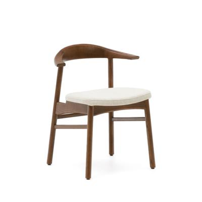 Kave Home Eetkamerstoel 'Timons' Eikenhout en chenille, kleur Walnoot