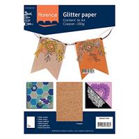 Florence • glitterpapier 250g a4 koper 5x - thumbnail