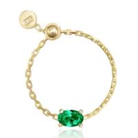 Elenza .925 Zilveren Ring met Smaragdgroene Ovale Steen - thumbnail