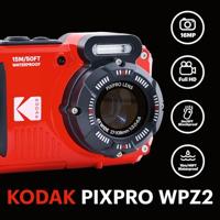KODAK Pixpro WPZ2 Pack + 2 batterijen + 1 SD-kaart – compacte digitale camera 16 m pixels, waterdicht tot 15 m, schokbestendig, video 720p, LCD-display 2,7 – Li-Ion-batterij – rood - thumbnail