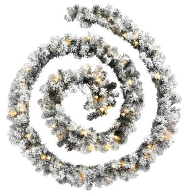 Kerstslinger met LED-verlichting 20 m PVC groen - thumbnail