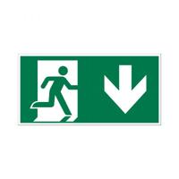 Bord Nooduitgang naar beneden - 150x300 mm. - thumbnail