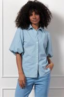 Poppy balloon stripe blouse - off white/midblue - 12906 - thumbnail