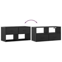 Tv-meubel 80x31x39,5 cm bewerkt hout en metaal zwart - thumbnail