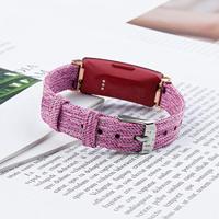 By Qubix - Compatible met Fitbit Inspire 1 / HR/Ace 2 Canvas nylon bandje - Maat: Large - Paars - Compatible fitbit bandje - thumbnail