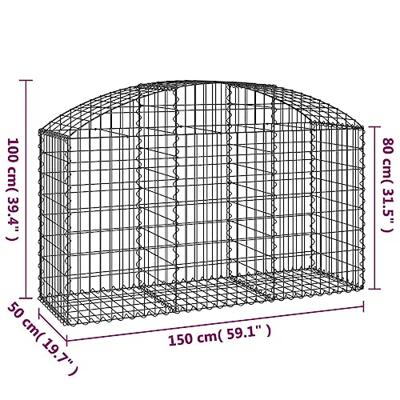 VidaXL Schanskorf gewelfd 150x50x80/100 cm gegalvaniseerd ijzer VidaXL Schanskorf gewelfd 150x50x80/100 cm gegalvaniseerd ijzer