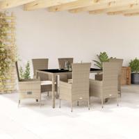 7-delige Tuinset met kussens poly rattan beige - thumbnail