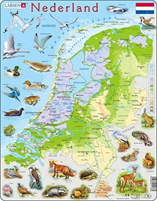 Selecta Larsen legpuzzel kaart nederland - geografisch met dieren, 68st.