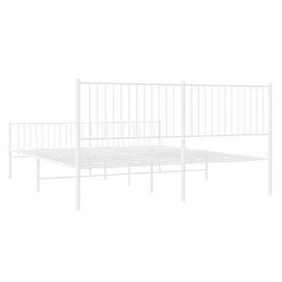 Bedframe met hoofd- en voeteneinde metaal wit 193x203 cm Bedframe met hoofd- en voeteneinde metaal wit 193x203 cm