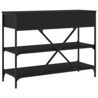 Wandtafel met lades en schappen bewerkt hout zwart - thumbnail