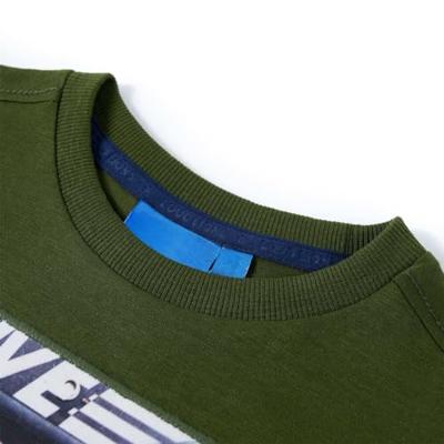 Kindershirt met lange mouwen helmprint 116 donkerkakikleurig - thumbnail