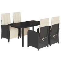 5-delige Tuinset met kussens poly rattan zwart - thumbnail