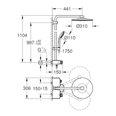 Regendoucheset Grohe Euphoria SmartControl System 31 cm met Glijstang en Handdouche Supersteel