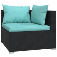 5-delige Loungeset met kussens poly rattan zwart - thumbnail