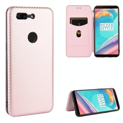 Voor OnePlus 5T Carbon Fiber Texture Magnetic Horizontal Flip TPU + PC + PU Leather Case met kaartsleuf(roze) Voor OnePlus 5T Carbon Fiber Texture Magnetic Horizontal Flip TPU + PC + PU Leather Case met kaartsleuf(roze)