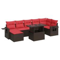 8-delige Loungeset met kussens poly rattan acacia bruin - thumbnail
