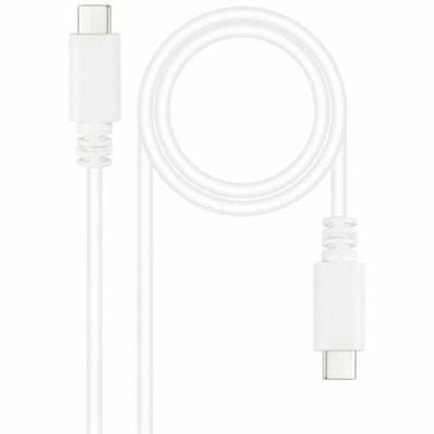 NANOCABLE 10.01.2301-W - USB-C naar USB-C 3A kabel, voor mobiele telefoons, tablets, laptops enz. USB 2.0, laadt tot 3 ampère, mannelijk-mannelijk, wit, 1 meter