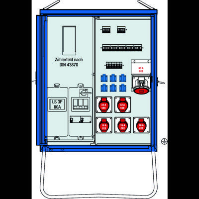 AS Schwabe A-V-E 1 55 kVA Bouwstroomverdeler 61831 400 V 63 A AS Schwabe A-V-E 1 55 kVA Bouwstroomverdeler 61831 400 V 63 A