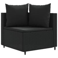 4-delige Loungeset met kussens poly rattan zwart - thumbnail