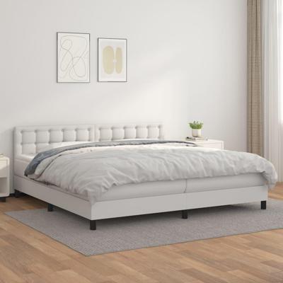 Boxspring met matras kunstleer wit 200x200 cm