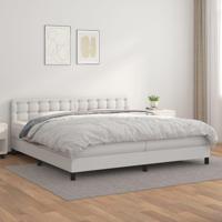 Boxspring met matras kunstleer wit 200x200 cm - thumbnail