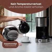Clatronic KA 3805 Edelstahl-schwarz Koffiezetapparaat RVS Capaciteit koppen: 10 Met thermoskan - thumbnail