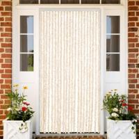 VidaXL Vliegengordijn 90x200 cm chenille beige en wit - thumbnail