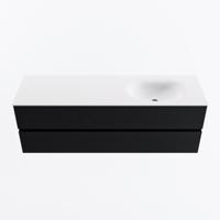 MONDIAZ VICA 150cm badmeubel onderkast Urban 2 lades. Wastafel MOON rechts zonder kraangat, kleur Talc. - thumbnail