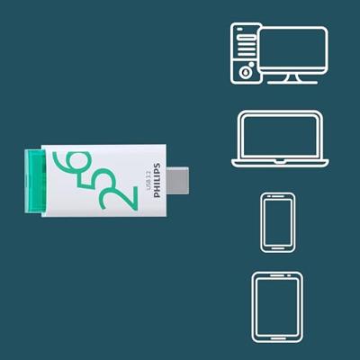 Philips USB 3.2 256GB Click Series Gen 1 USB-C USB flash drive USB Type-A 3.2 Gen 1 (3.1 Gen 1) Wit