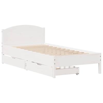 Bedframe zonder matras massief grenenhout wit 90x200 cm