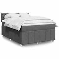 Boxspring met matras stof donkergrijs 140x200 cm - thumbnail