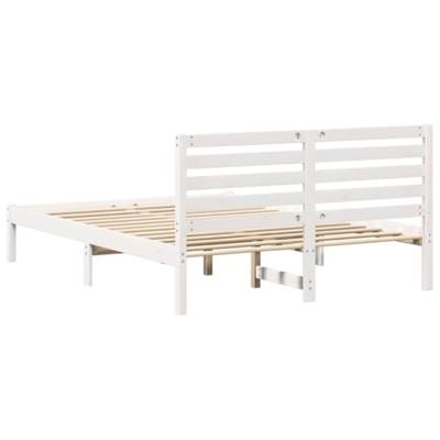 Bedframe met hoofdeinde Wit 135 x 190 cm Massief grenenhout - thumbnail