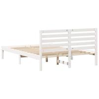 Bedframe met hoofdeinde Wit 140 x 190 cm Massief grenenhout - thumbnail