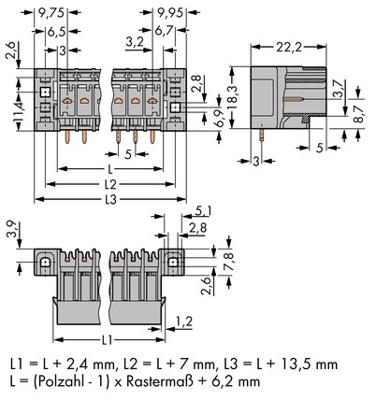 WAGO 769-666/003-000 Female behuizing (board) 769 Totaal aantal polen: 6 Rastermaat: 5 mm Inhoud: 50 stuk(s)
