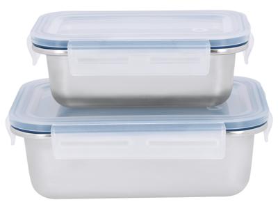 SILVERCREST Rvs vershoudbakjes (Rechthoekig, Blauw)