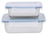 SILVERCREST Rvs vershoudbakjes (Rechthoekig, Blauw) - thumbnail