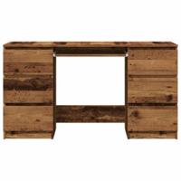 Schrijftafel 140x50x77 cm bewerkt hout oud houtkleurig - thumbnail