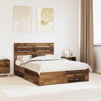 Bedframe met lade met hoofdeinde met opslag Bewerkt hout - thumbnail